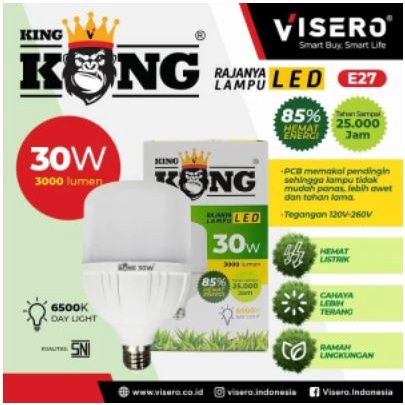 Lampu LED Kingkong 30watt Capsule Sinar Putih  Body Besar By Visero King Kong Bola Bohlam Cool Day Light Hemat Energy Termurah