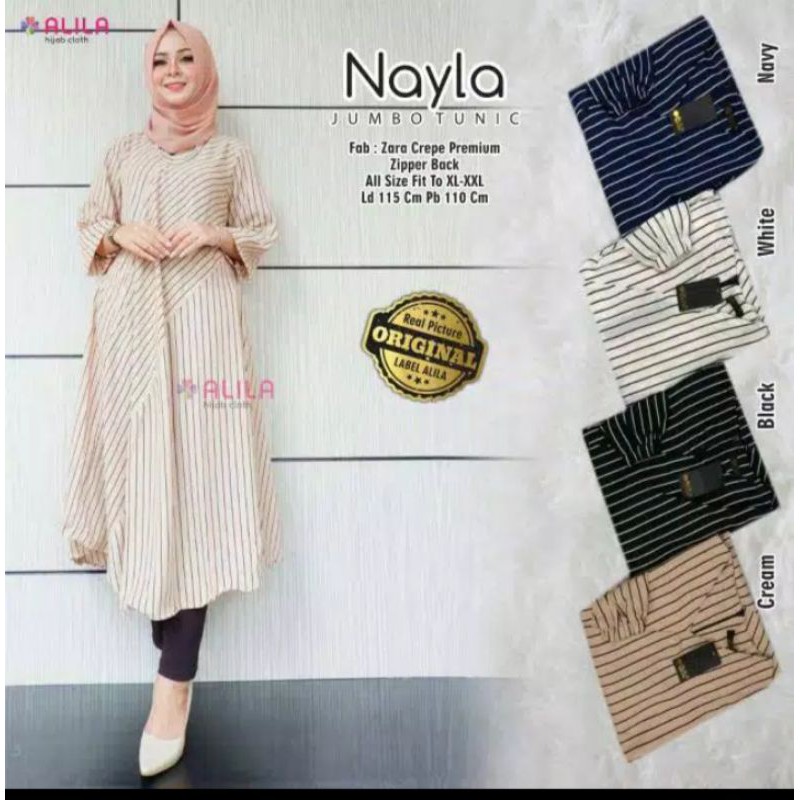 Nayla Jumbo Tunic Fit XL to XXL LD 115 PB 110 Zara Crepe Premium Atasan wanita dewasa long tunik