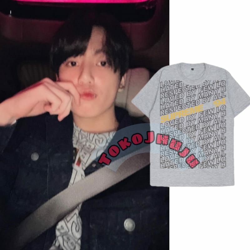 Baju Kaos BTS JK Jungkook style LOVED FEWLO Print sablon depan besar