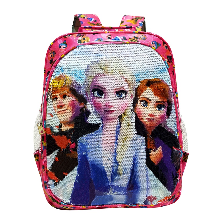 APPA Tas Ransel Anak Prempuan Sekolah TK/SD Sequin Usap 2 Gambar Berubah Karakter LOL- FROZEN