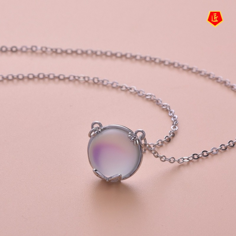 [Ready Stock]925 Silver Moonstone Bud Necklace Simple Fashion Temperament