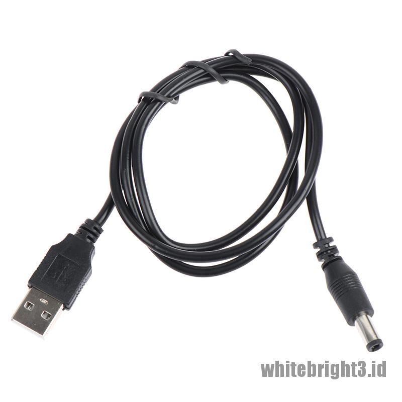 &lt; White3 &gt; Kabel Charger USB Ke DC 5.5x2.5mm Power