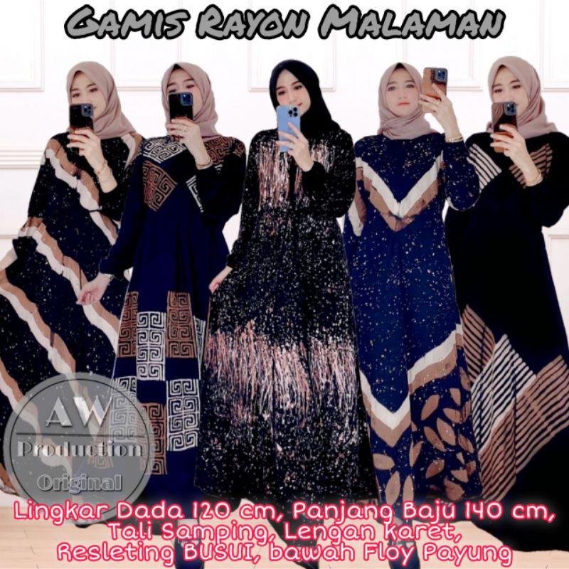 Gamis Rayon Twill Ori Super Premium Jumbo Batik Cap Malaman Terbaru Busui Resleting Depan Home Dress Syari Kekinian Termurah