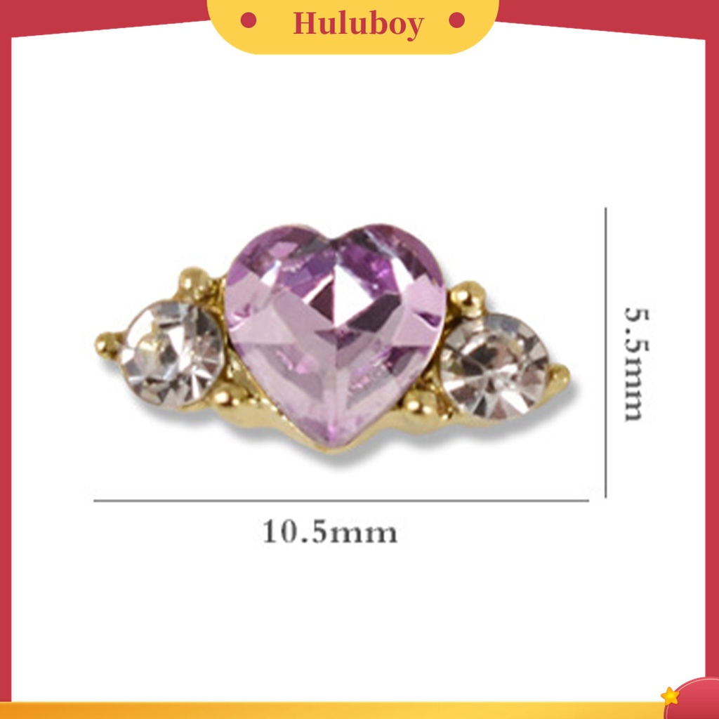 Huluboy Huluboy♡ 10 Pcs Aksesoris Perhiasan Berlian Imitasi Bentuk Hati Bahan Alloy Untuk Dekorasi Manicure Nail Art