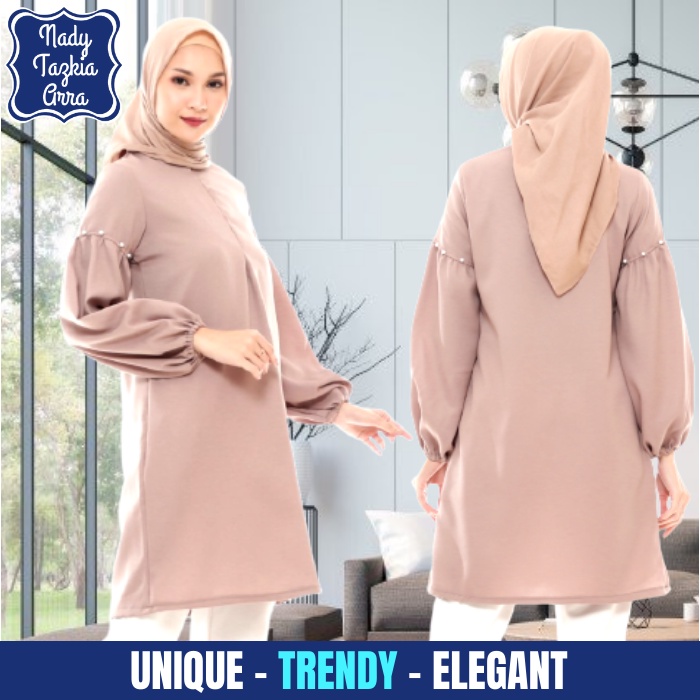 NADYTZK Baju Kurung Atasan Long Tunik Tunic Mini Midi Dress Dres Coklat Hijau Abu Polos Anak Remaja 