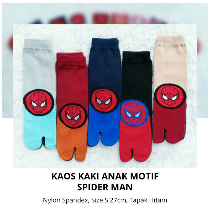 Kaos Kaki Jempol Anak Laki2/Cowok Motif Kartun Superhero, Superman, Batman, Spiderman, Captain America, Iron man (Murah, Panjang, Tapak Hitam)