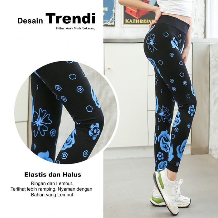 Celana Legging Wanita Panjang Motif Soft Spandex Allsize