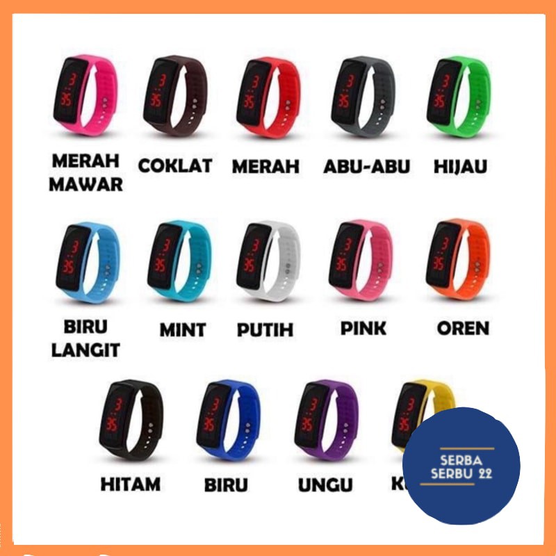 Jam Tangan Sport LED Digital Anti Air Strap Karet Watch Jam Tangan Fashion Murah Import.