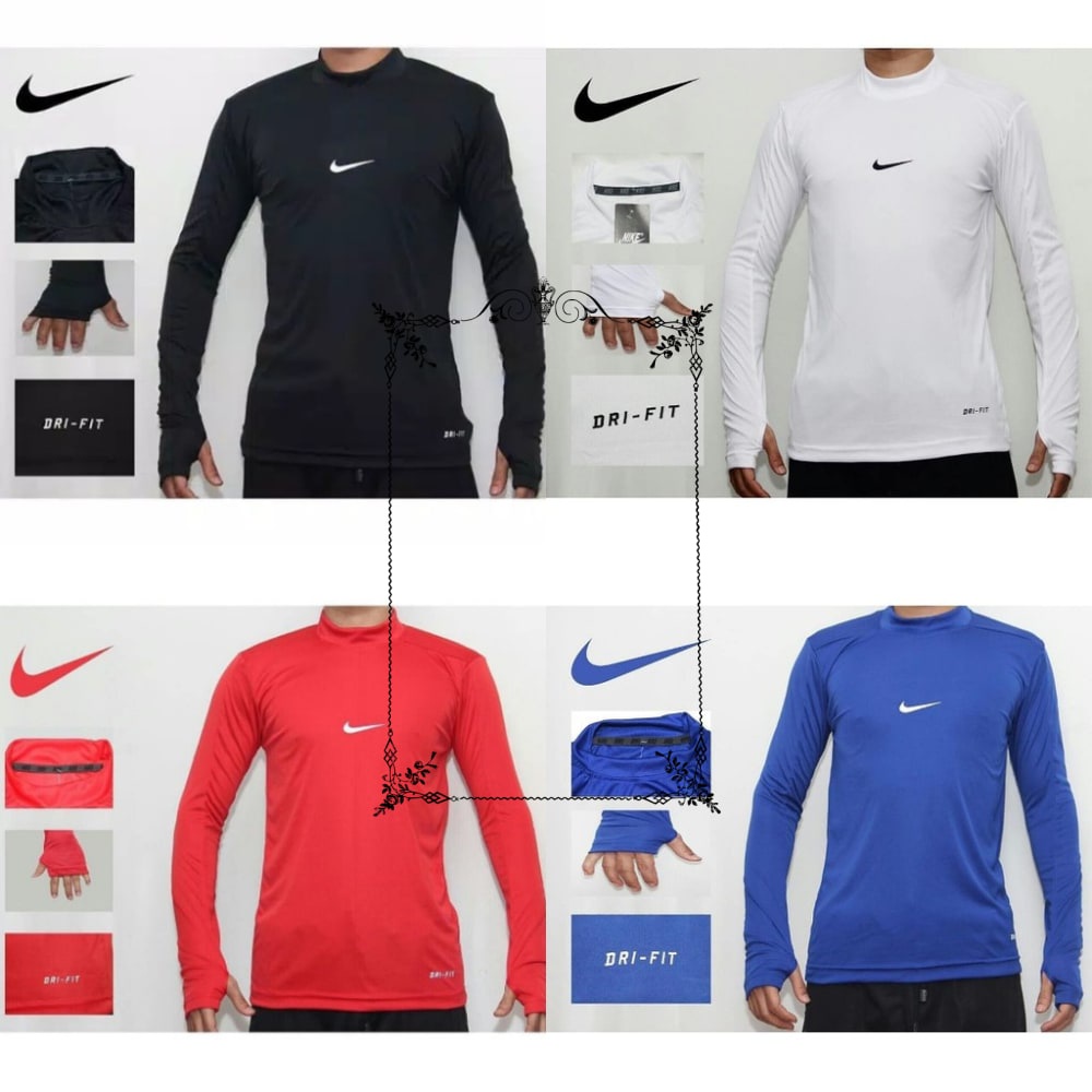 Promo Manset Baselayer Nike Panjang Thumbhole Baju Kaos Daleman Futsal Bola Olahraga Elegan