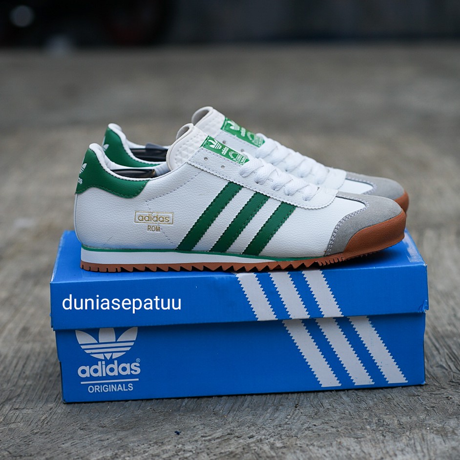  Sepatu  Pria Adidas  Rom  Sneakers Casual Sekolah White Green 