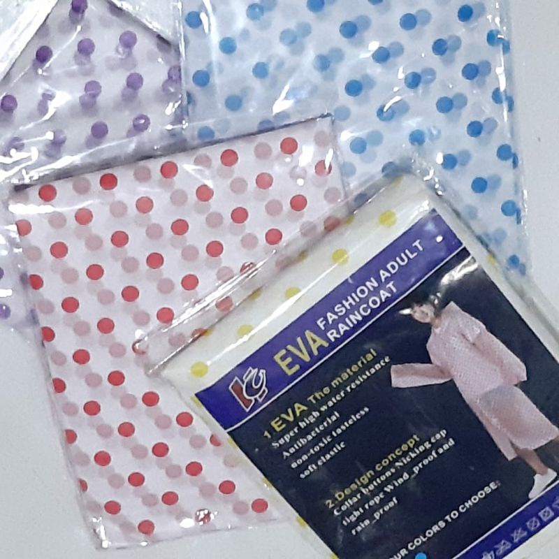 j/a , JAS HUJAN EVA RAINCOAT FASHION DEWASA POLOS DAN POLKADOT