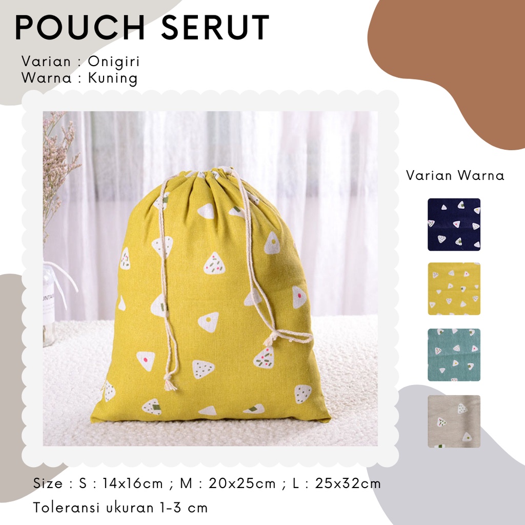 Pouch Serut Motif Onigiri / Serbaguna / Souvenir / Eco Friendly / Hampers