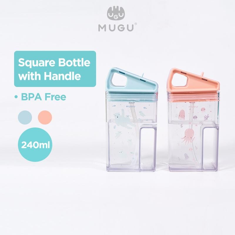 MUGU SQUARE STRAW BOTTLE WITH HANDLE