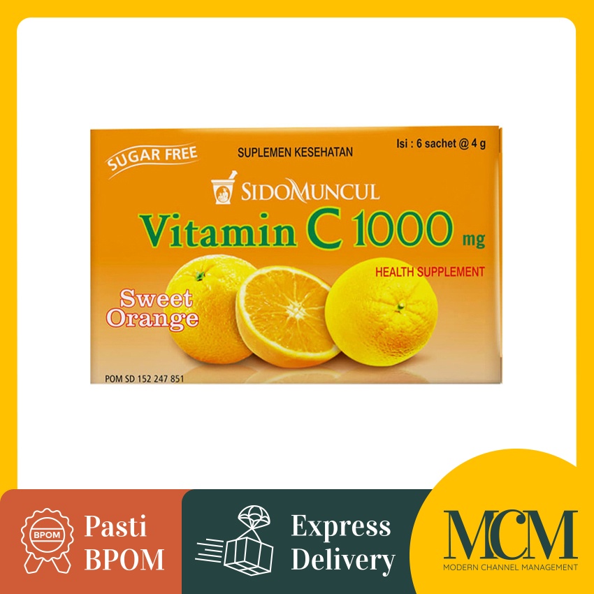 Suplemen - Sidomuncul Vitamin C 1000 mg Rasa Jeruk - 6 Sachets