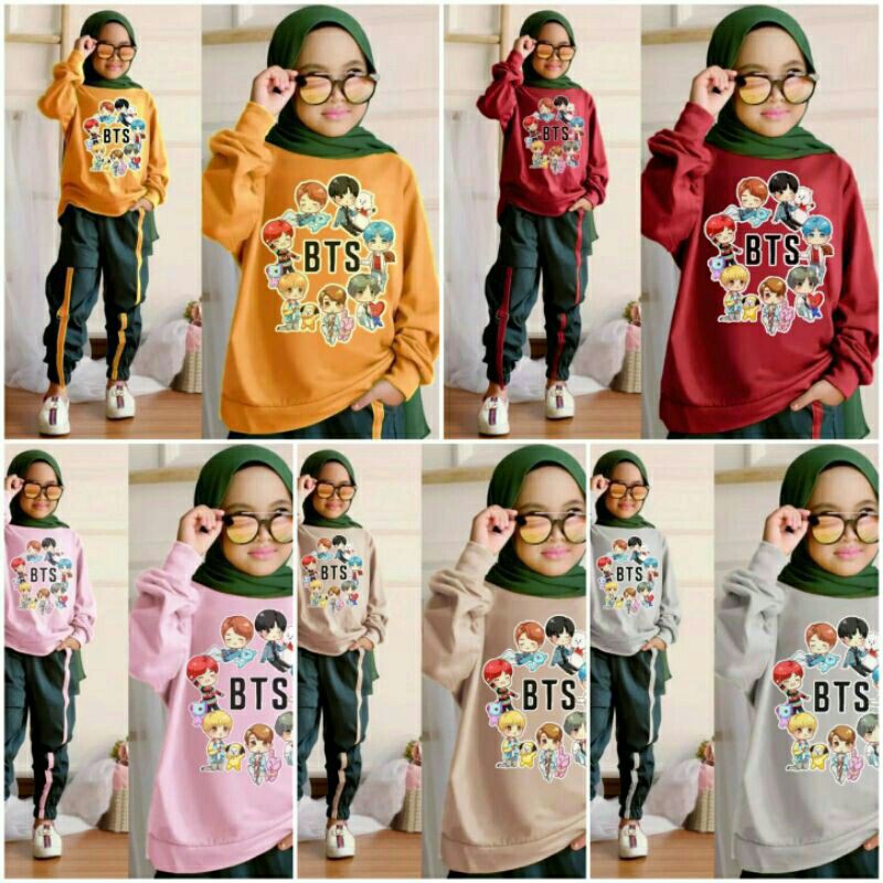 setelan training BTS fashion baju anak perempuan 5 warna