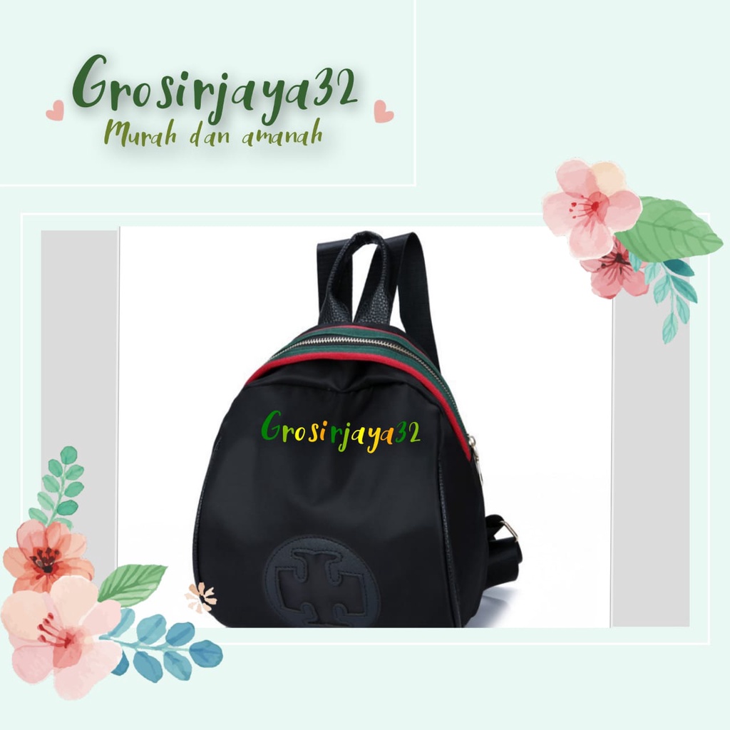 PROMO Tas Ransel Backpack Hitam Kecil Kain Nylon Cewek Korea TAS001