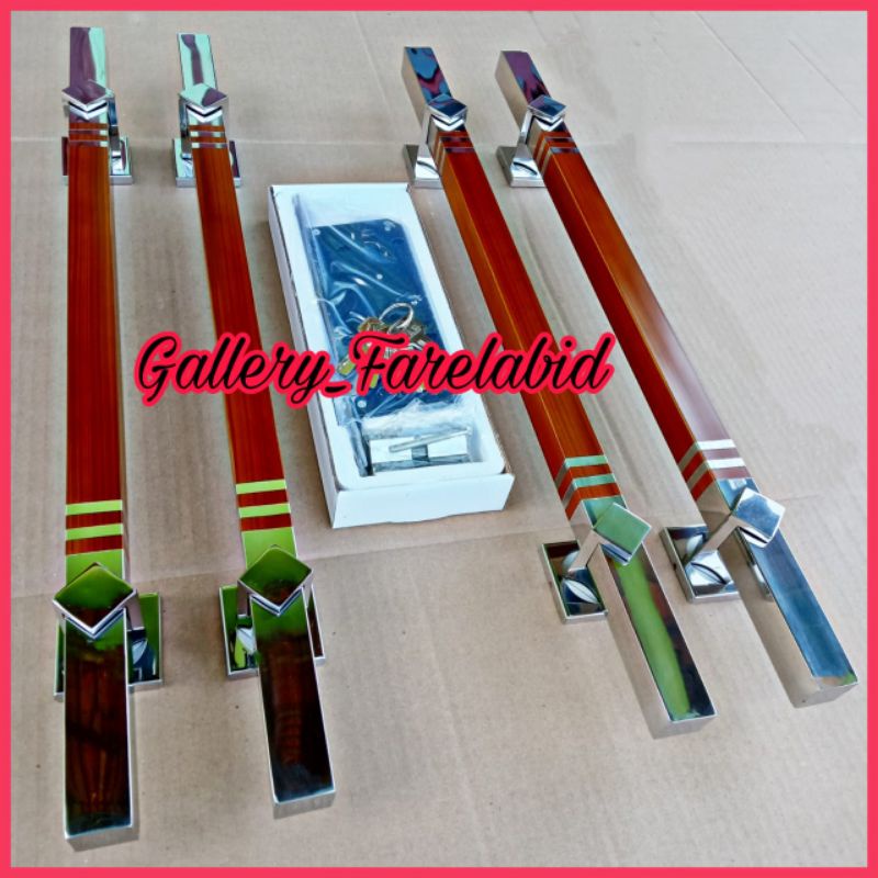 Handle Pintu Rumah Stainless Steel 60 Cm Set Kunci Gagang Pintu Rumah Modern 45 Cm Set Body Pelor Pegangan Pintu Kupu Tarung Tarikan Pintu Rumah Minimalis 33 Cm Set