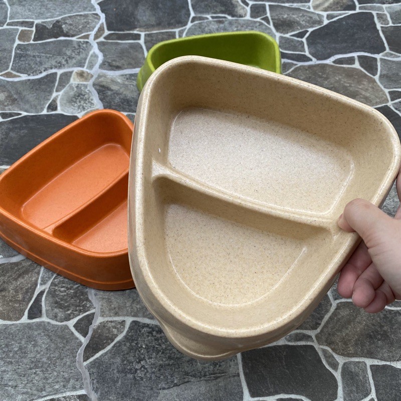 Bamboo fiber two partitions bowl