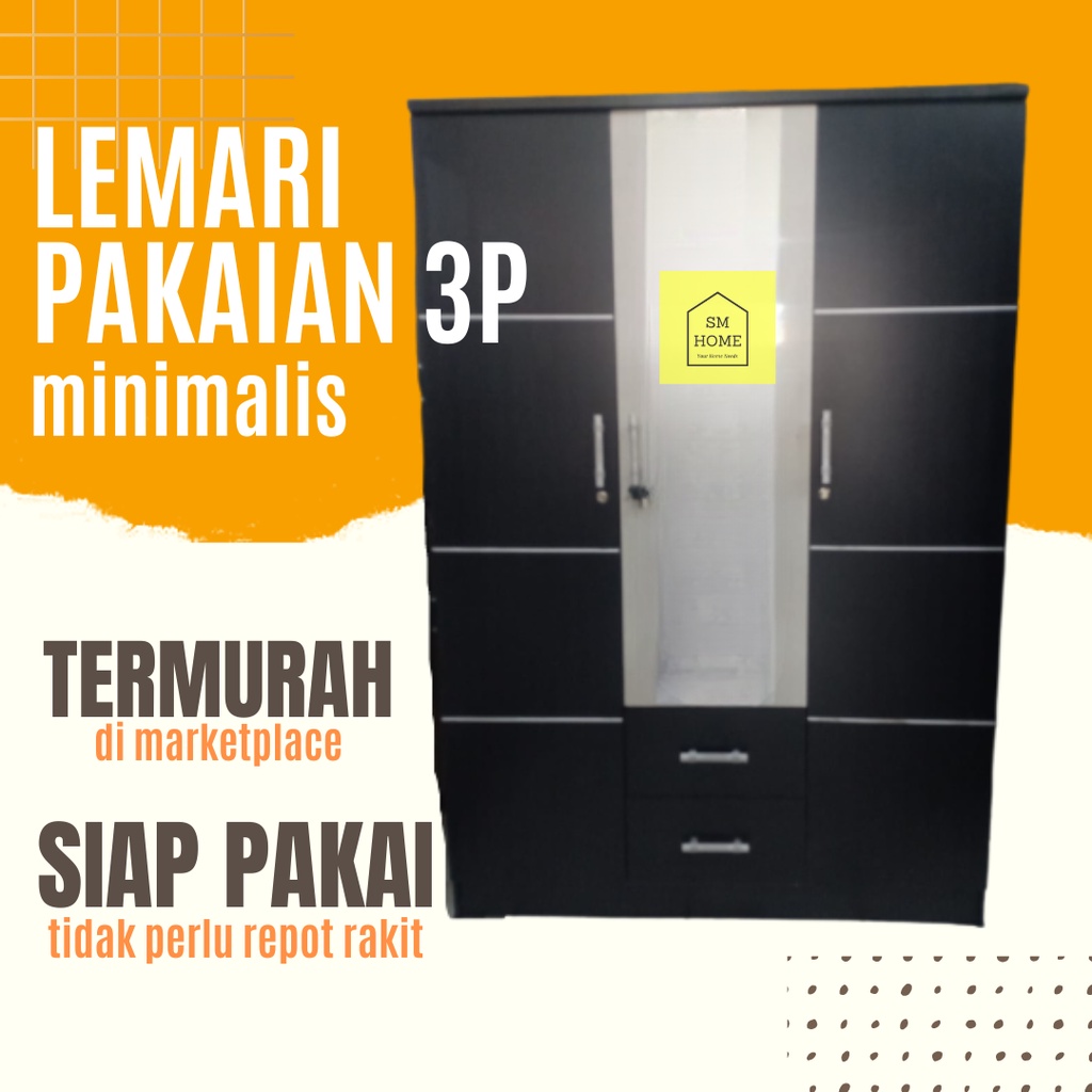 Lemari Pakaian 3 Pintu Minimalis/ Lemari Baju 3Pintu