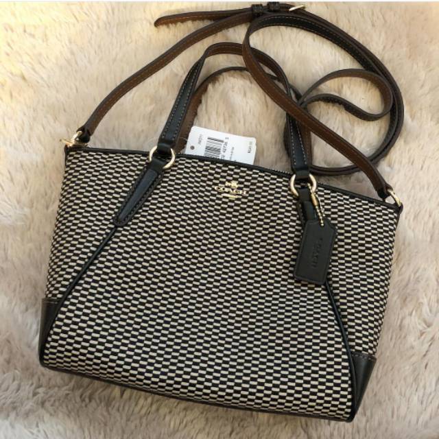 Preloved coach mini kelsey jacquard milky black