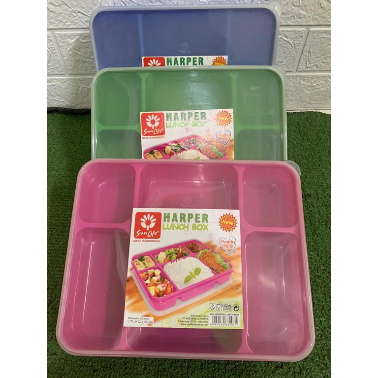 Sunlife lunch box kotak makan bento harper / sekat 6