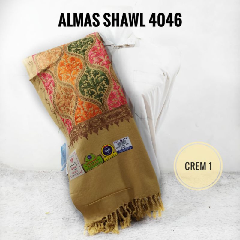 Surban Panjang Bordir Almas 4046 Shawl Rajut Mix Warna Ecer Grosir  SN.Z