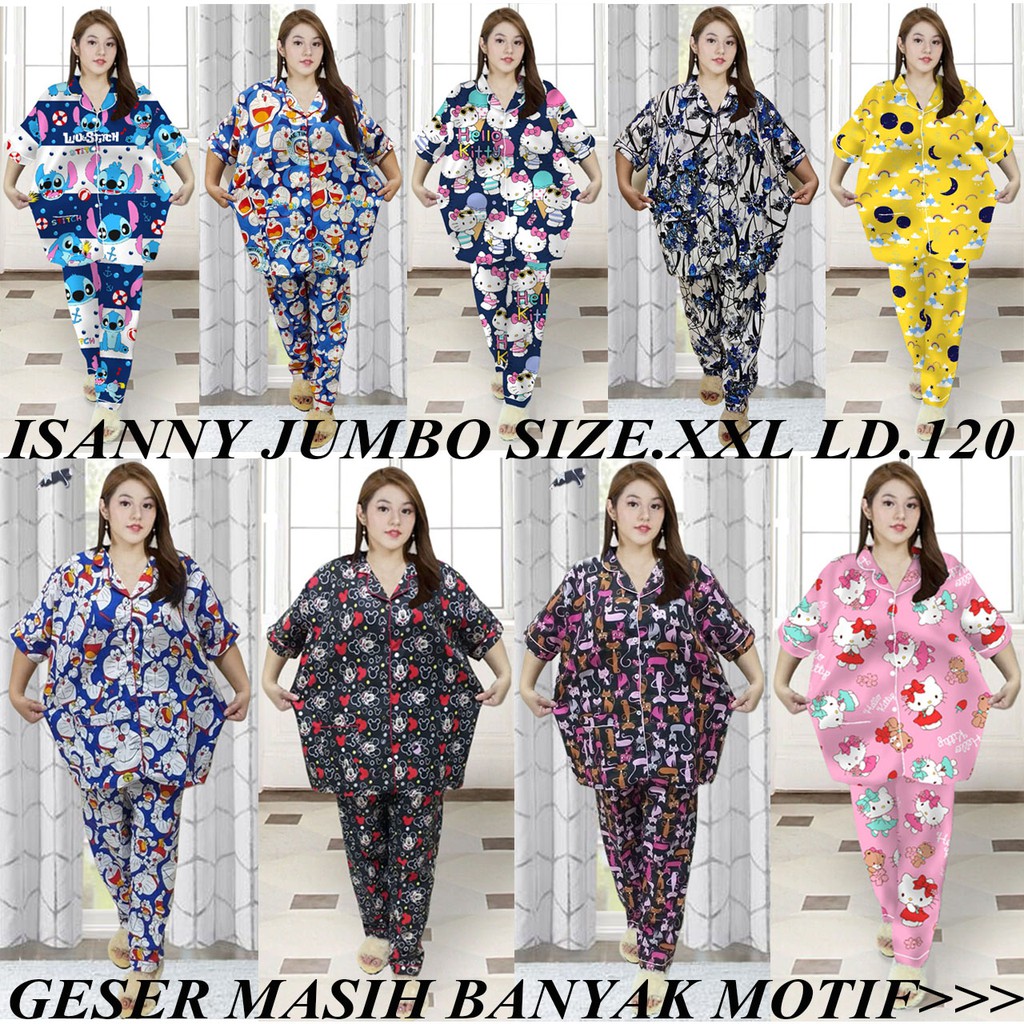 ISANNY PIYAMA SET SIZE.XXL/PIYAMA CP JUMBO ABSTRAK/STICH/BUNGA/PAKAIAN WANITA/REAL PICT