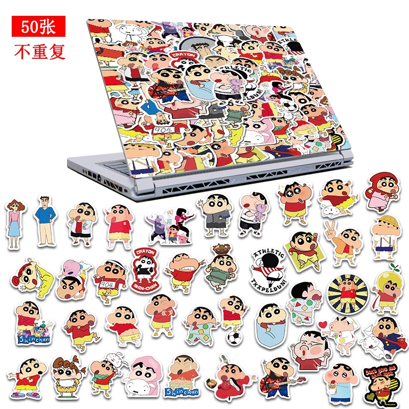 50pcs Stiker Motif Kartun Anime Crayon Shinchan Untuk Dekorasi Komputer / Koper