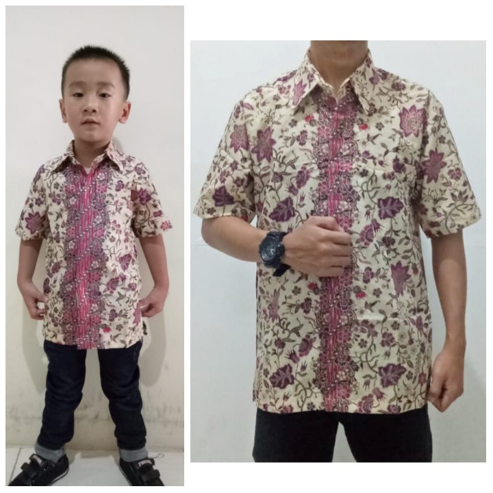 SB Collection Couple Dadboy Isno Atasan Kemeja Batik Lengan Pendek Anak Dan Ayah Pria