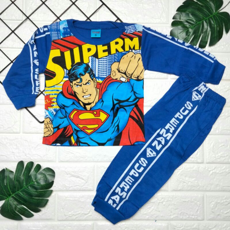 SETELAN BAJU ANAK LAKI-LAKI USIA 1-5TAHUN GAMBAR SUPERMAN CELANA DAN BAJU PANJANG