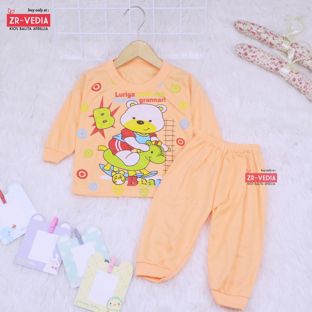 Piyama Kaos Kartun Uk. Bayi / Baju Tidur Bahan Kaos Anak Laki Perempuan Murah Gambar Kartun Adem kiosbalitaaprilia