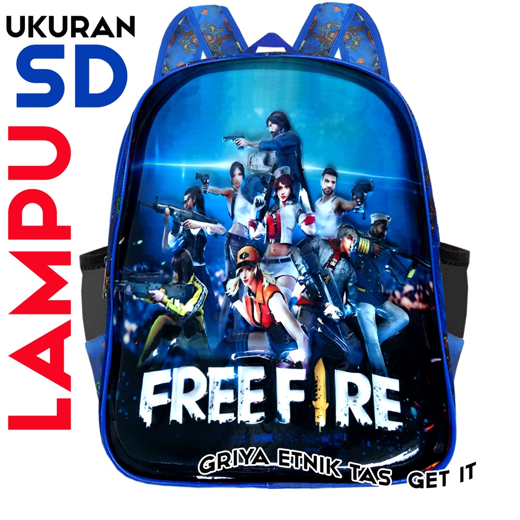 Tas Sekolah Anak Laki laki SD Ransel Gambar Timbul Karakter Free Fire FF Boboiboy Stumble Guys epep Lampu Led