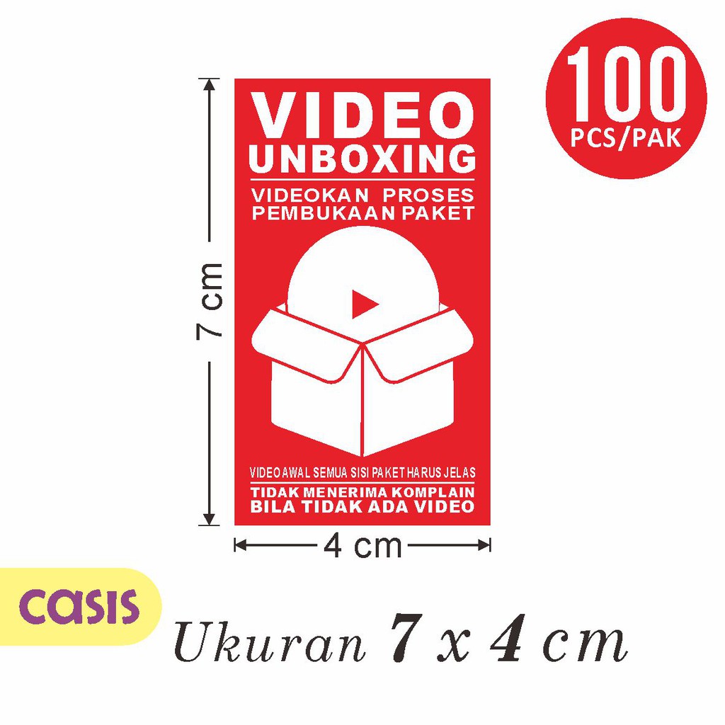

stiker fragile video unboxing 7 x 4 cm - CASIS