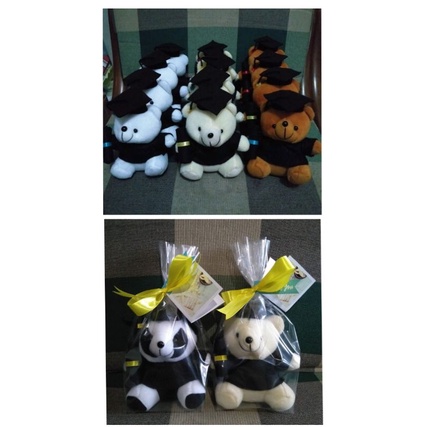 boneka wisuda kecil Polos karakter beruang,panda,kelinci,bebek,hellokitty