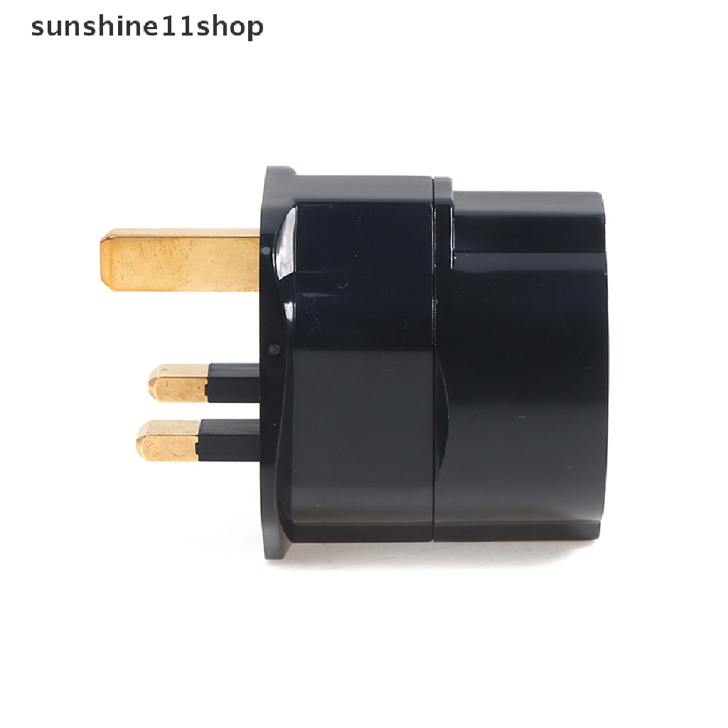 Sho Adapter Konverter Euro 2 Pin Ke UK 3 Pin Plug AC Universal Untuk Travel