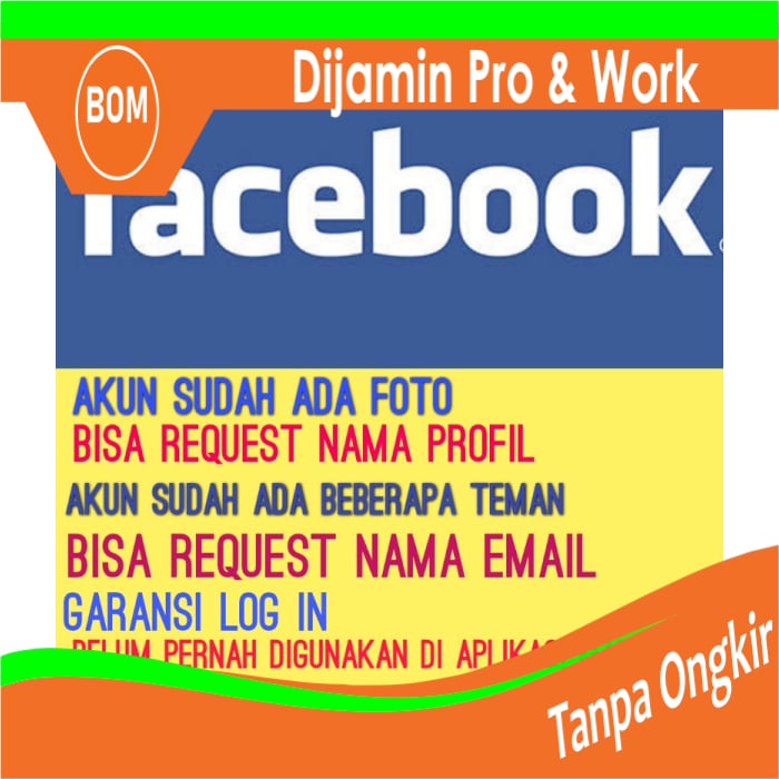 Garansi Akun Fb Facebook Bisa Request Nama &amp; Email Sudah Ada Foto