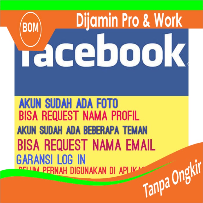 Garansi Akun Fb Facebook Bisa Request Nama & Email Sudah Ada Foto