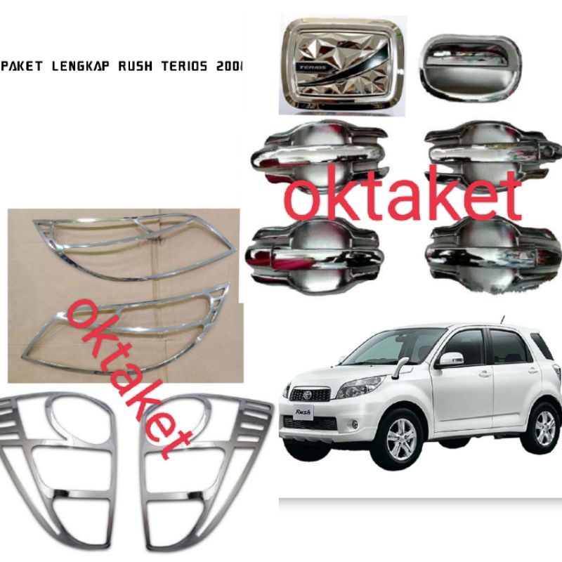 paket garnish depan belakang outer handle tank cover Rush Terios 2008-2011 Chrome paket lengkap