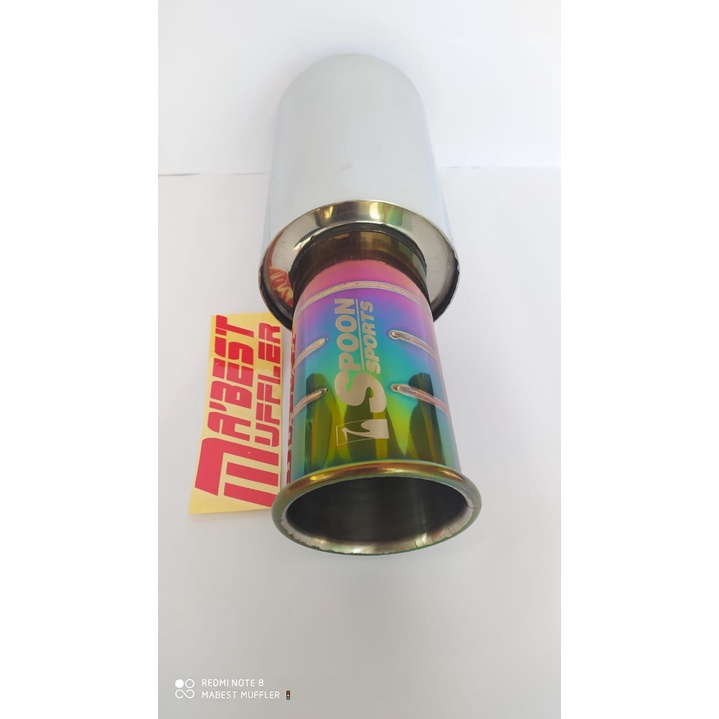 Knalpot Mobil Racing Spoon Sport Rainbow Stainless Suara Bass Halus