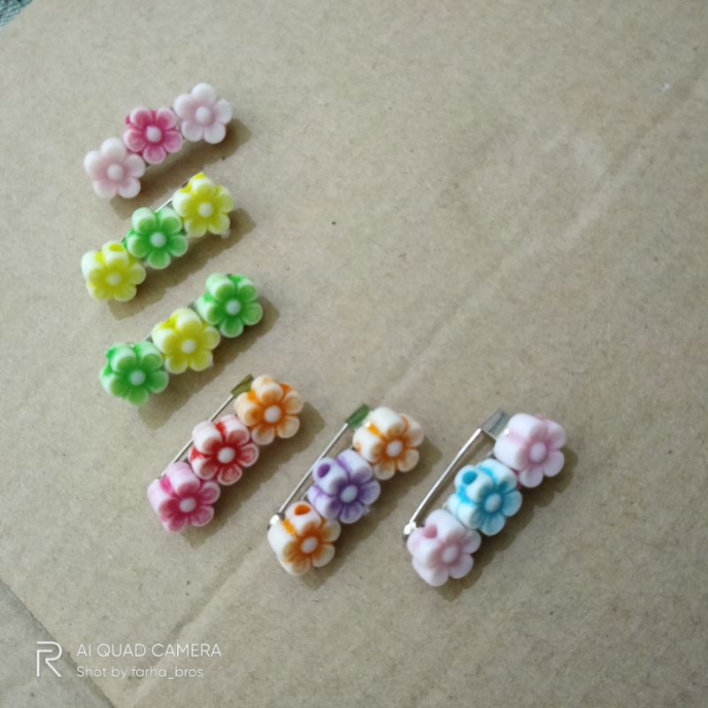 Peniti hijab jilbab Bros Dagu Kecil Mawar, Pita, Kupu-kupu By Farha-8