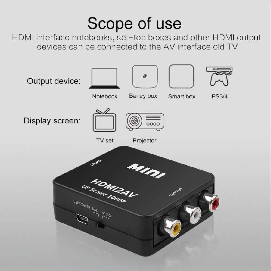 Adapter Konverter HDMI to RCA AV 1080p - HDV-M710 - Black