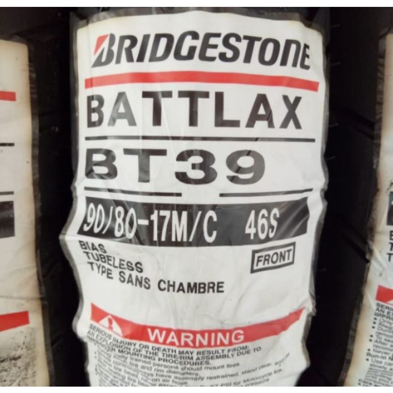 ban luar Bridgestone battlax bt39 ukuran 90/80-17 tubeless
