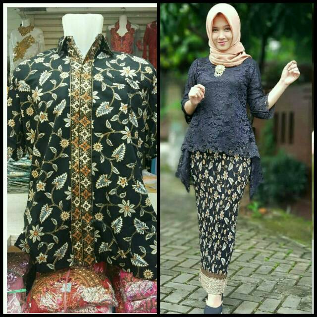 COUPLE KEBAYA JADI BROKAT RINJANI HITAM MOTIF MELATI COUPLE KEBAYA JADI BROKAT RINJANI HITAM MOTIF MELATI