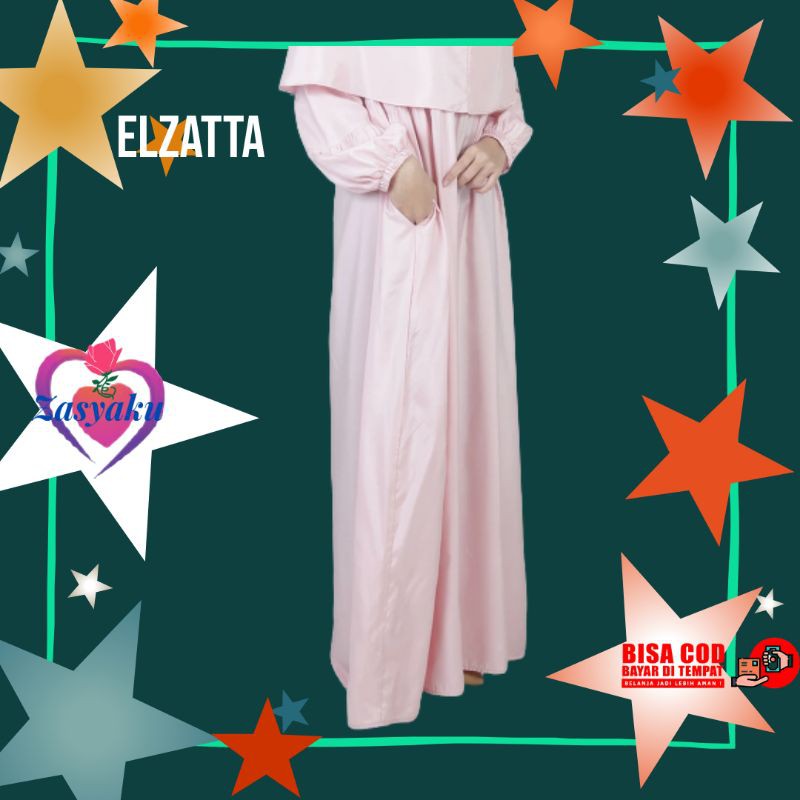 Asya Fashion Dress Muslim Elzatta Original busana muslimah pakaian wanita polos pink branded gamis