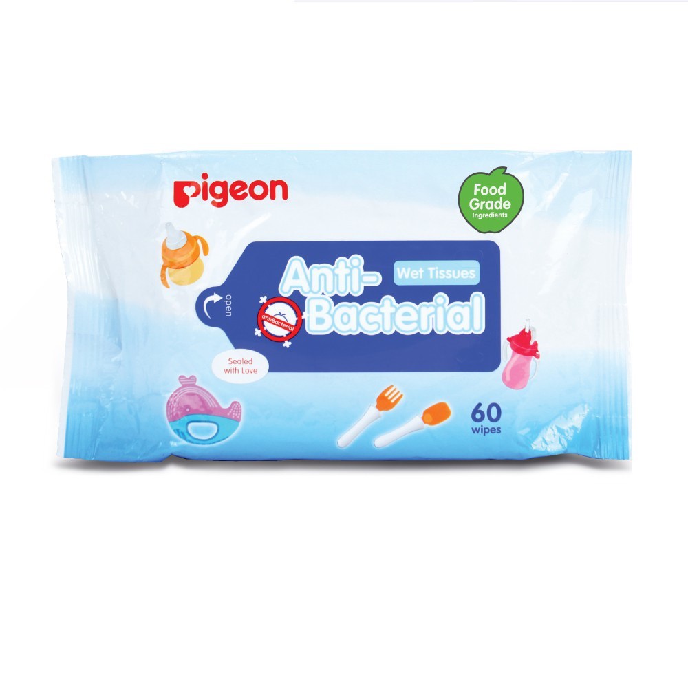 Pigeon Anti Bacterial Wet Tissue Tissue Basah 60 Sheets Baby Wipes