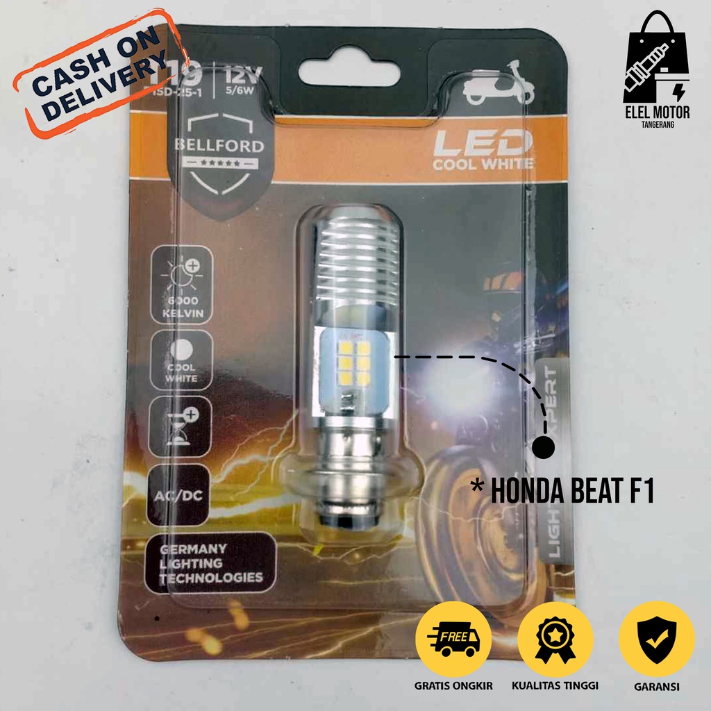Lampu led motor beat Lampu Led T19 | Lampu Motor Autovision Honda Beat F1 ( P15D-25-1 LED )