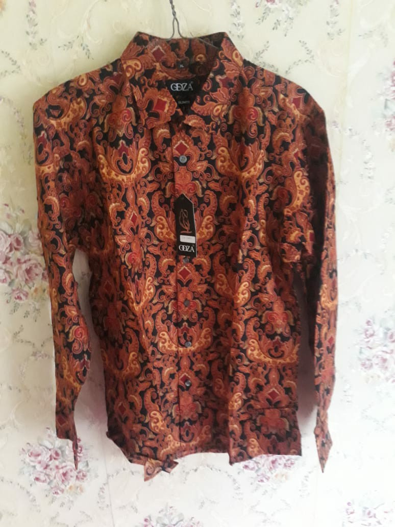 Odza Kemeja Batik Pria Baju Batik Lengan Panjang Atasan Pria Modern Slim Fit