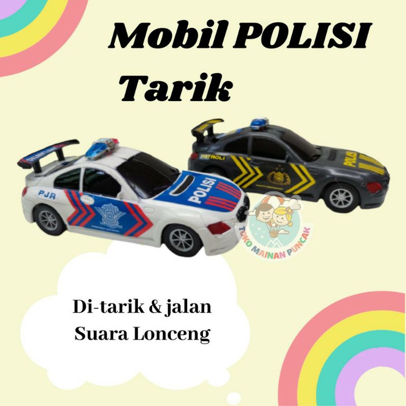 MOBIL MOBILAN POLISI MAINAN ANAK TARIK TANPA BATERAI | MAINAN MOBIL PATROLI POLISI | MOBIL TARIK
