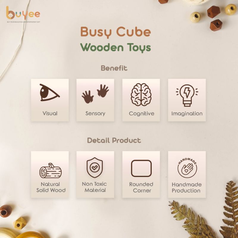 BUSY CUBE BUYEE GIFT | Mainan Edukasi Montesori Balita | Kubus Main | Wooden toys