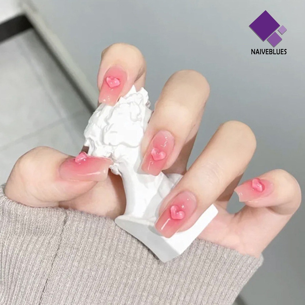 Naiveblue 100Pcs / Kantong Aksesoris Kuku Bentuk Hati 3D Bahan Resin Flexible DIY